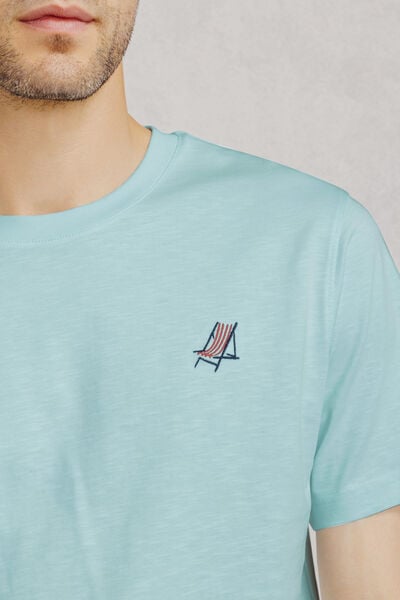 Tee shirt mati&egrave;re flamm&eacute;e broderie poitrine