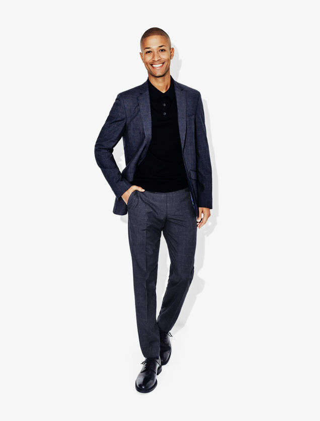 Pantalon de costume slim à carreaux