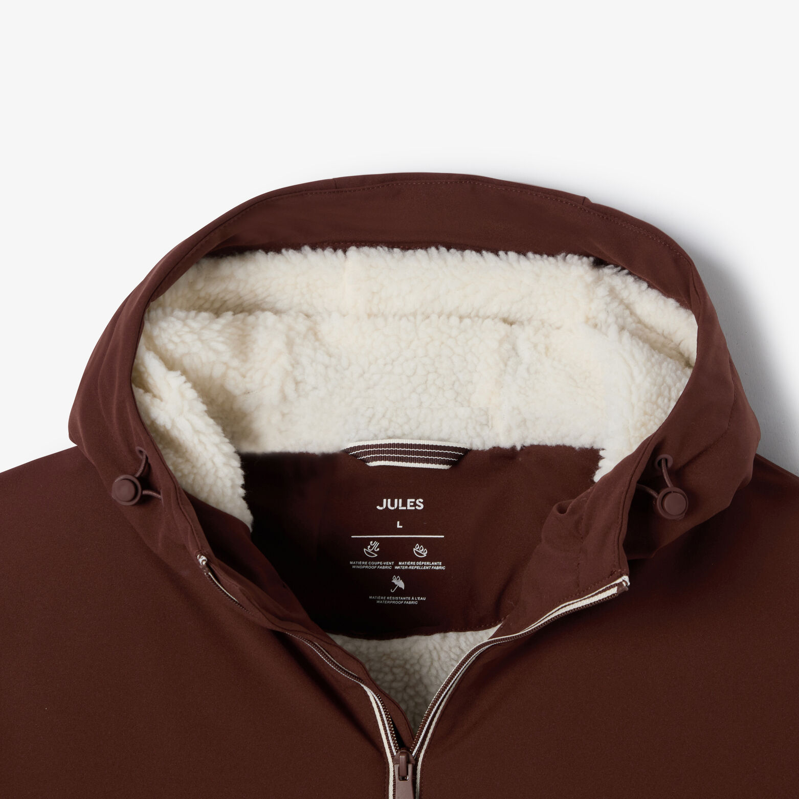 Parka longue &agrave; capuche doubl&eacute;e en sherpa