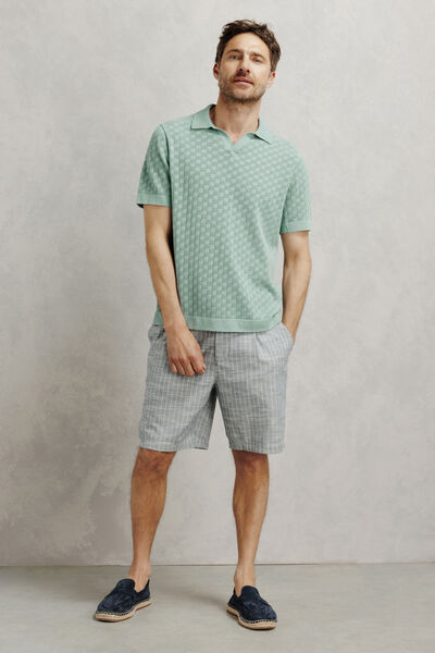 Polo en maille col resort damier