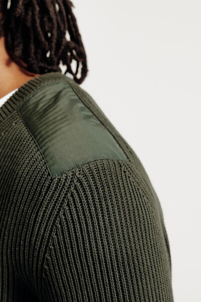 Pull col rond patch épaules