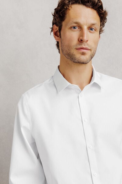 Chemise sans repassage regular en coton ray&eacute;e