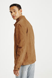 Leren jack met knopen