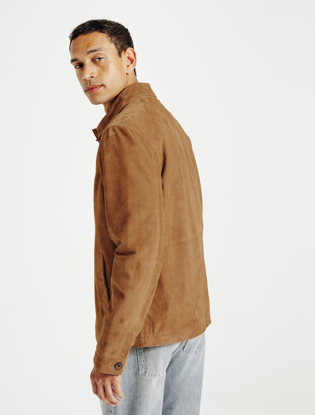 Leren jack met knopen