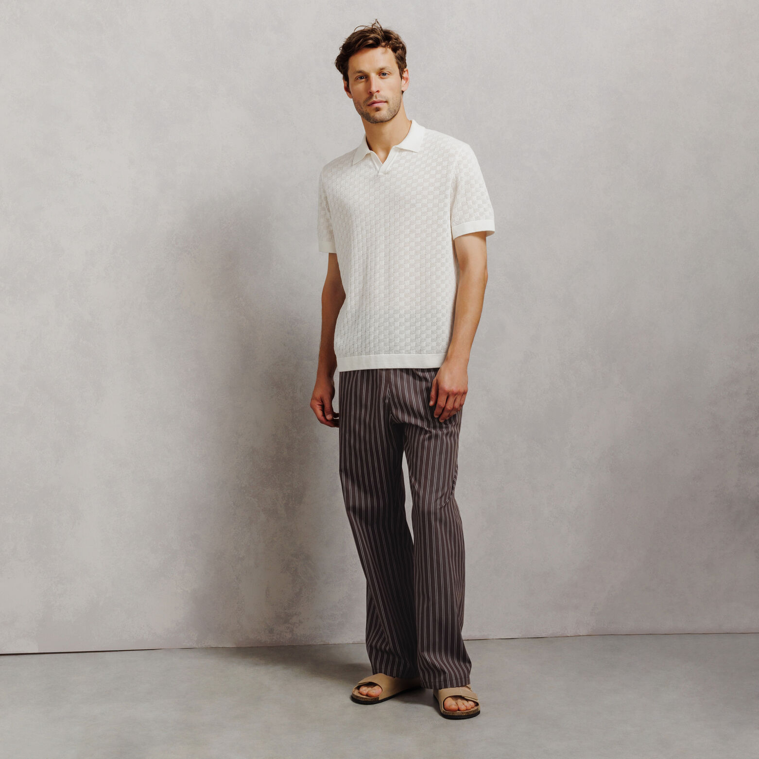 Pantalon loose taille &eacute;lastiqu&eacute;e ray&eacute;