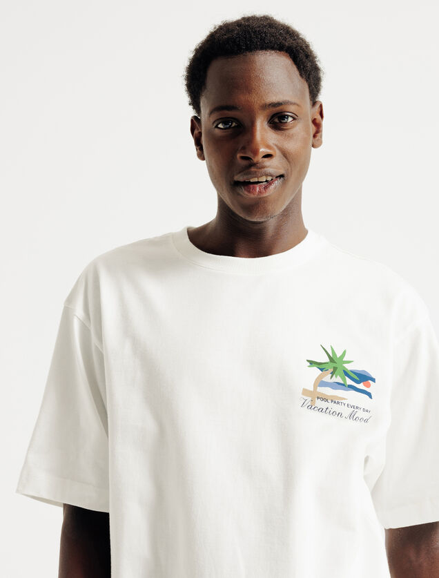 T-shirt in katoen met print voor- en achteraan