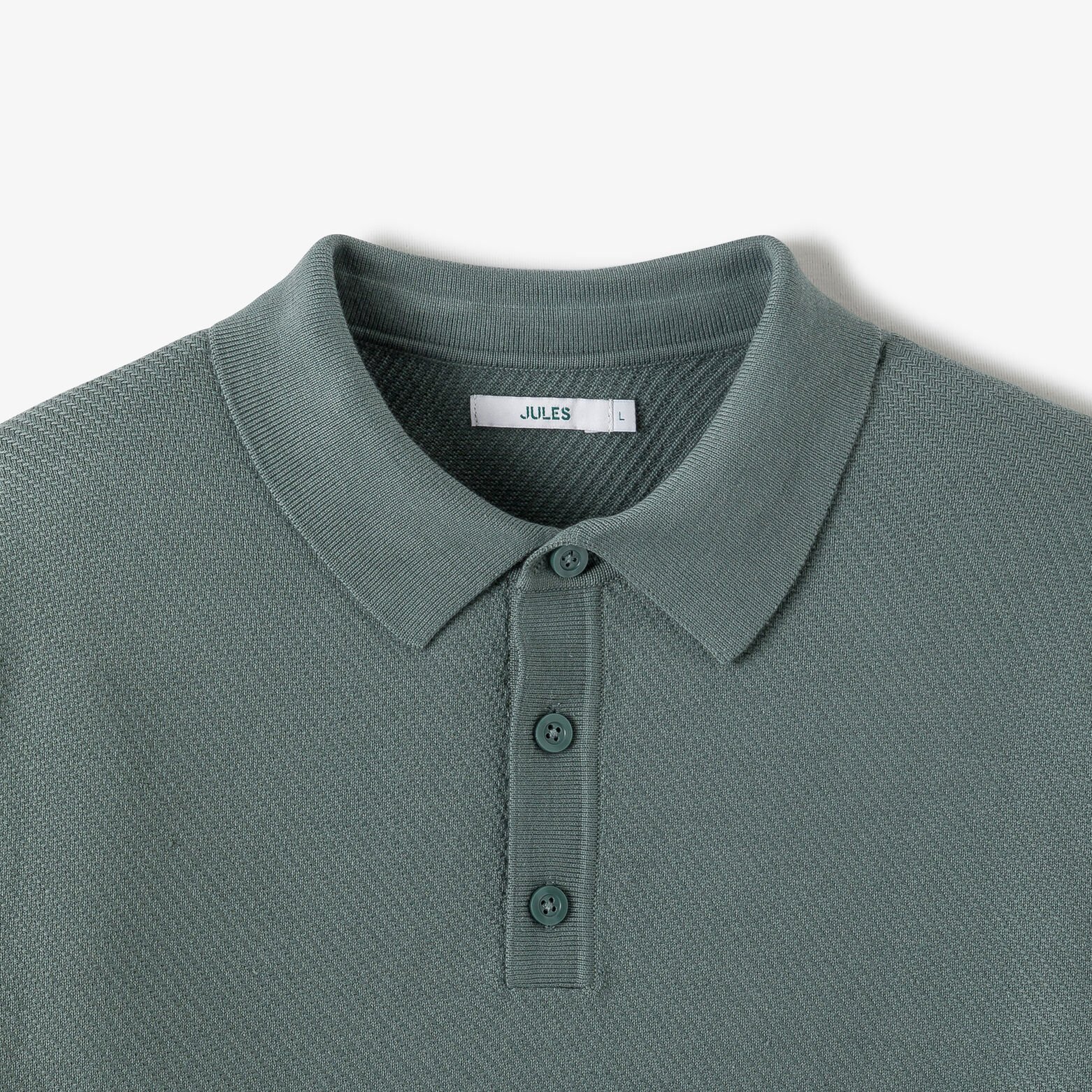 Polo en maille col boutonn&eacute; jeux de points