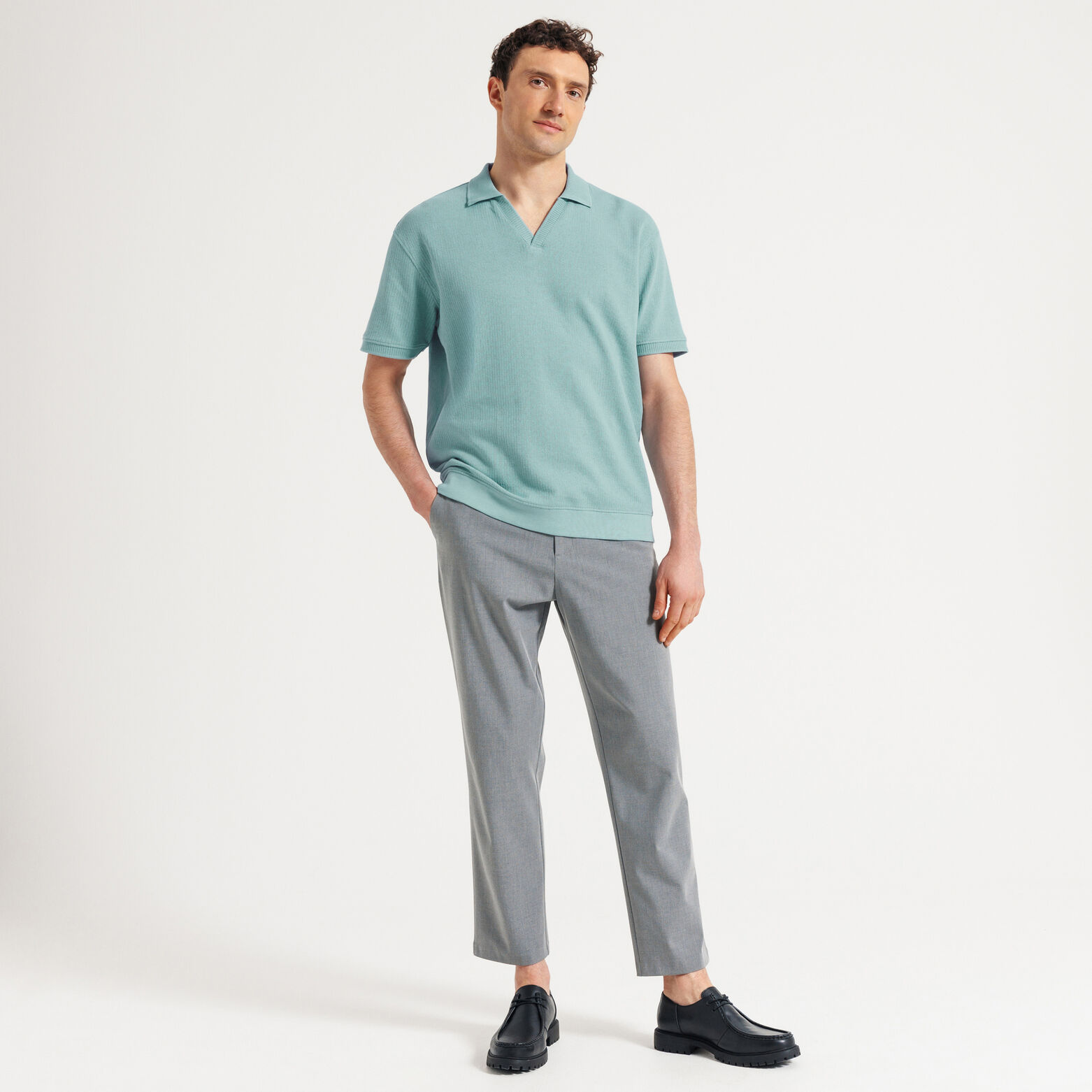 Polo korte mouwen met resortkraag in ribstof