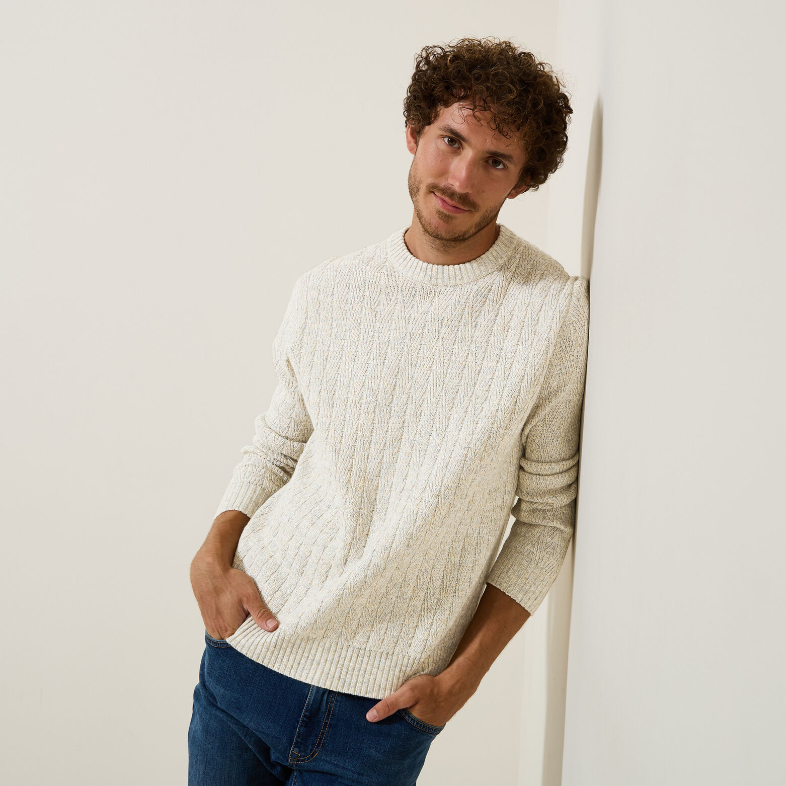 Kabeltrui met ronde hals