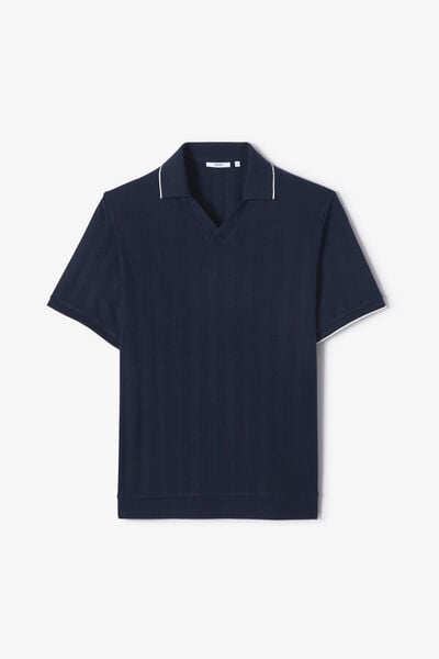 Polo manches courtes col resort textur&eacute;