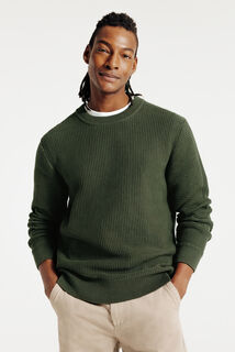 Trui ronde hals in fantasie-stekenpatroon