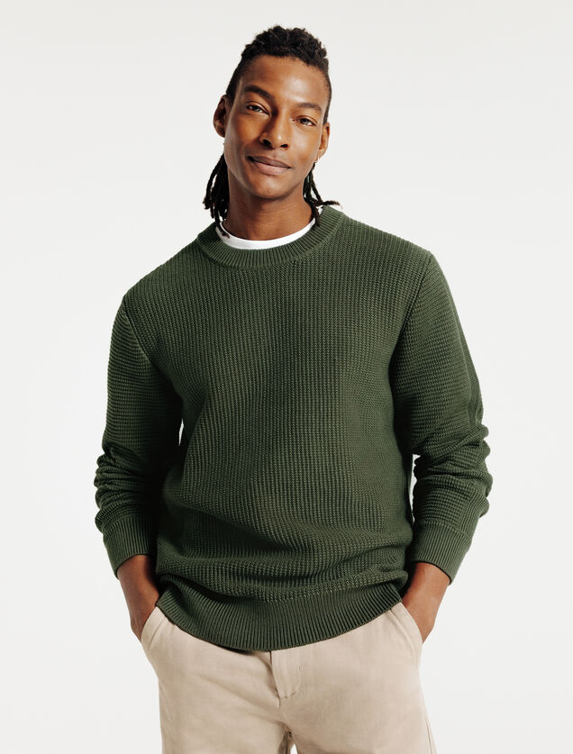 Trui ronde hals in fantasie-stekenpatroon