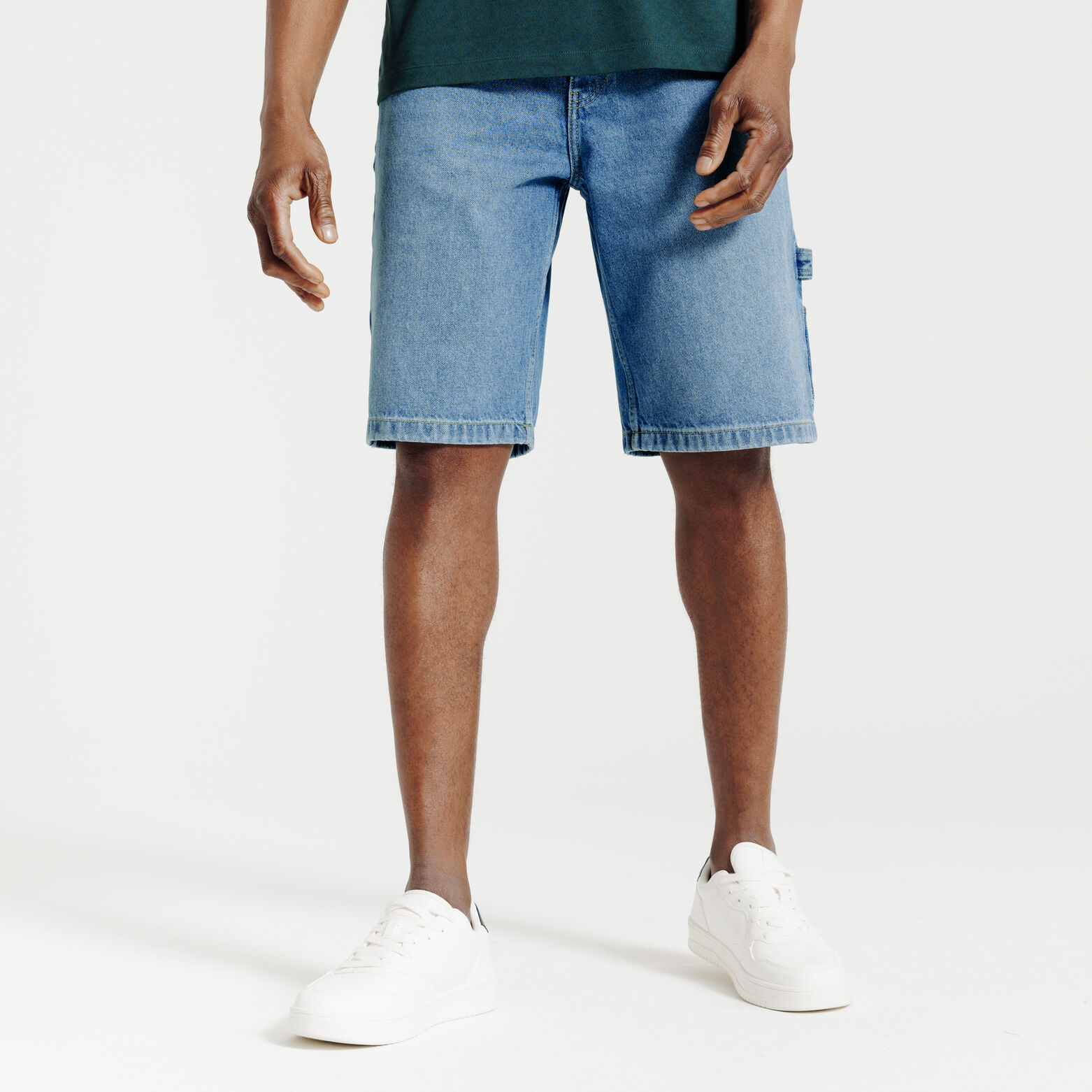 Baggy denim bermuda