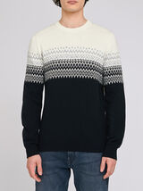 Pull col rond bandes jacquard