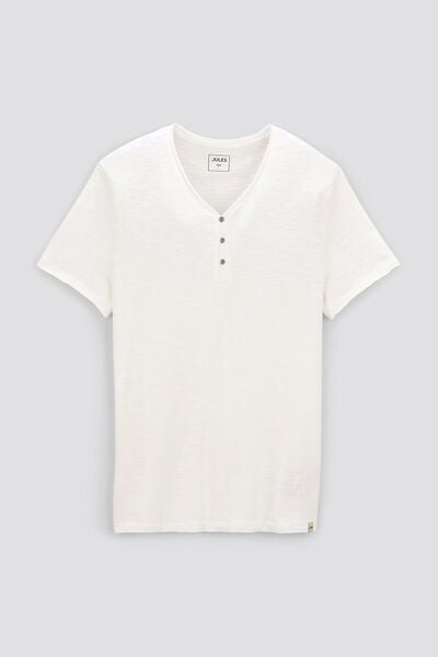 T-shirt met knooplijst in gevlamde stof