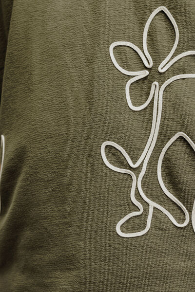 Tee shirt fleurs en cordelette mati&egrave;re fantaisie