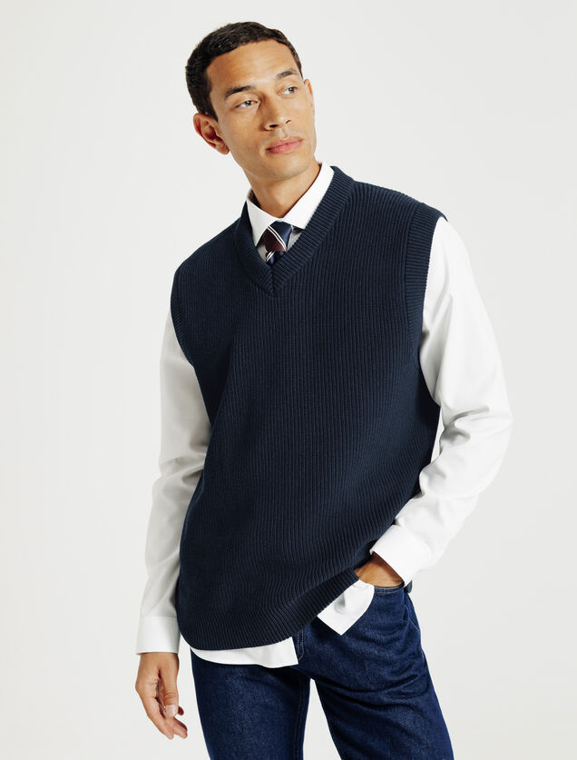 Trui met V-hals zonder mouwen