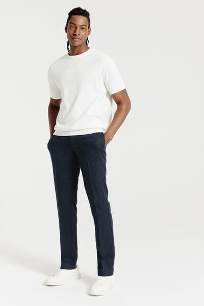 Pantalon chino straight 100% lin