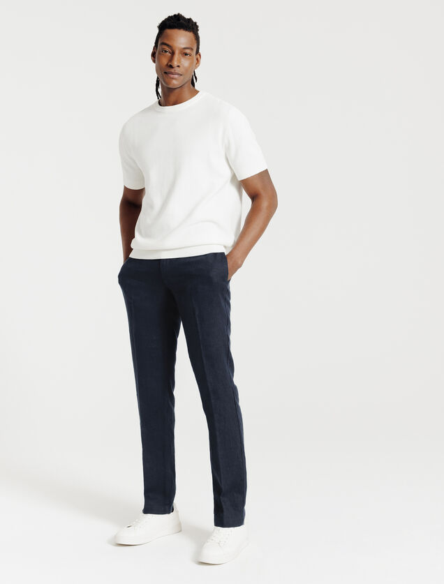 Straight fit chinobroek in 100% linnen