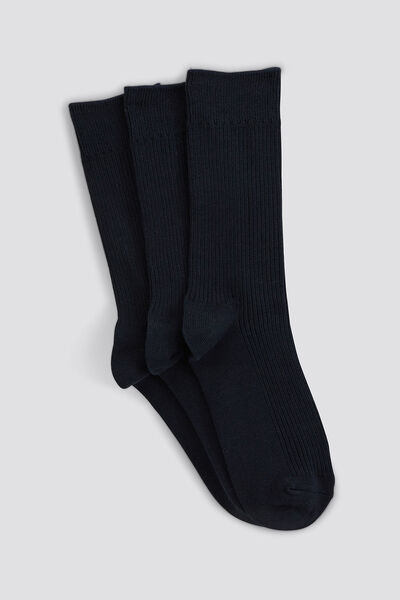 Lot de 3 paires de chaussettes unies coton issu de Bleu