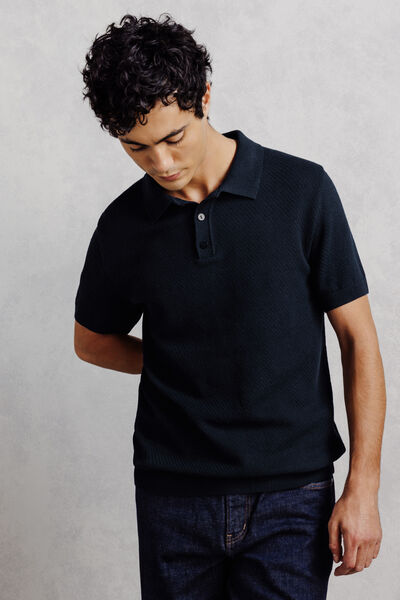 Polo en maille col boutonn&eacute; jeu de points