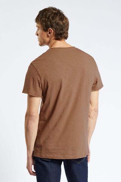 T-shirt met knooplijst in gevlamde stof