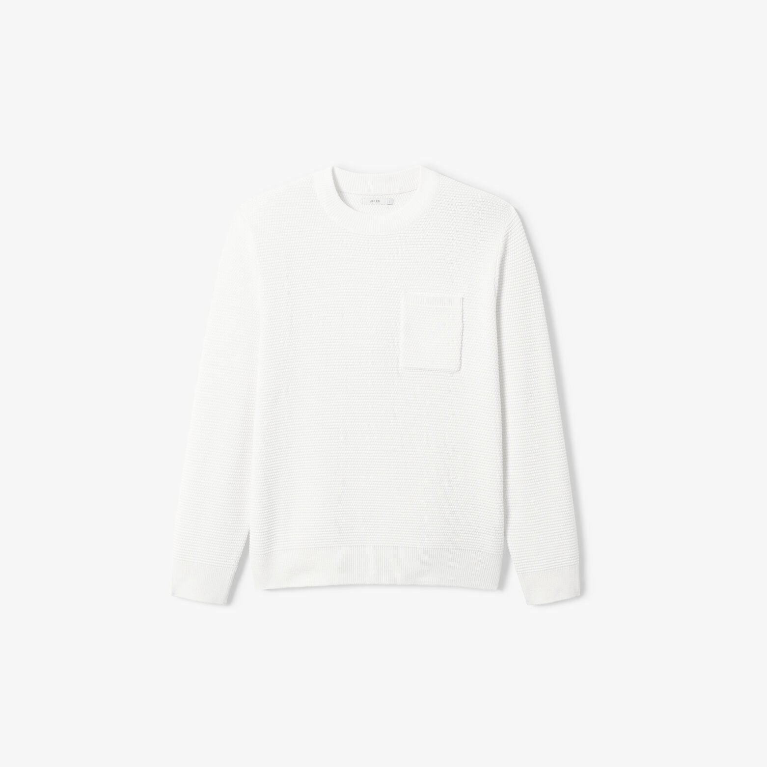 Pull col rond point de riz poche poitrine