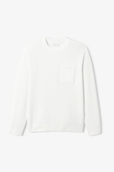 Pull col rond point de riz poche poitrine