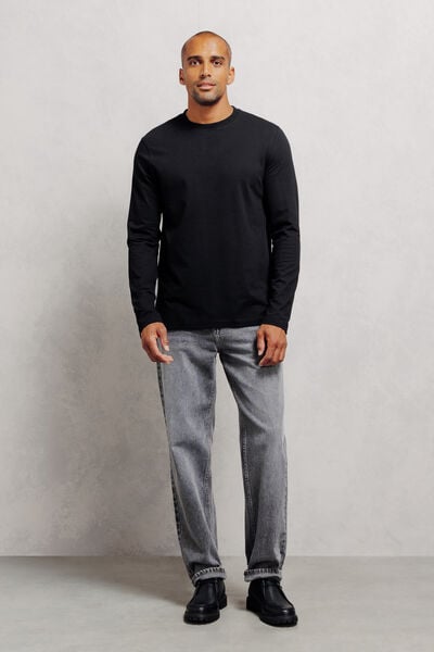 Slim basic T-shirt met ronde hals