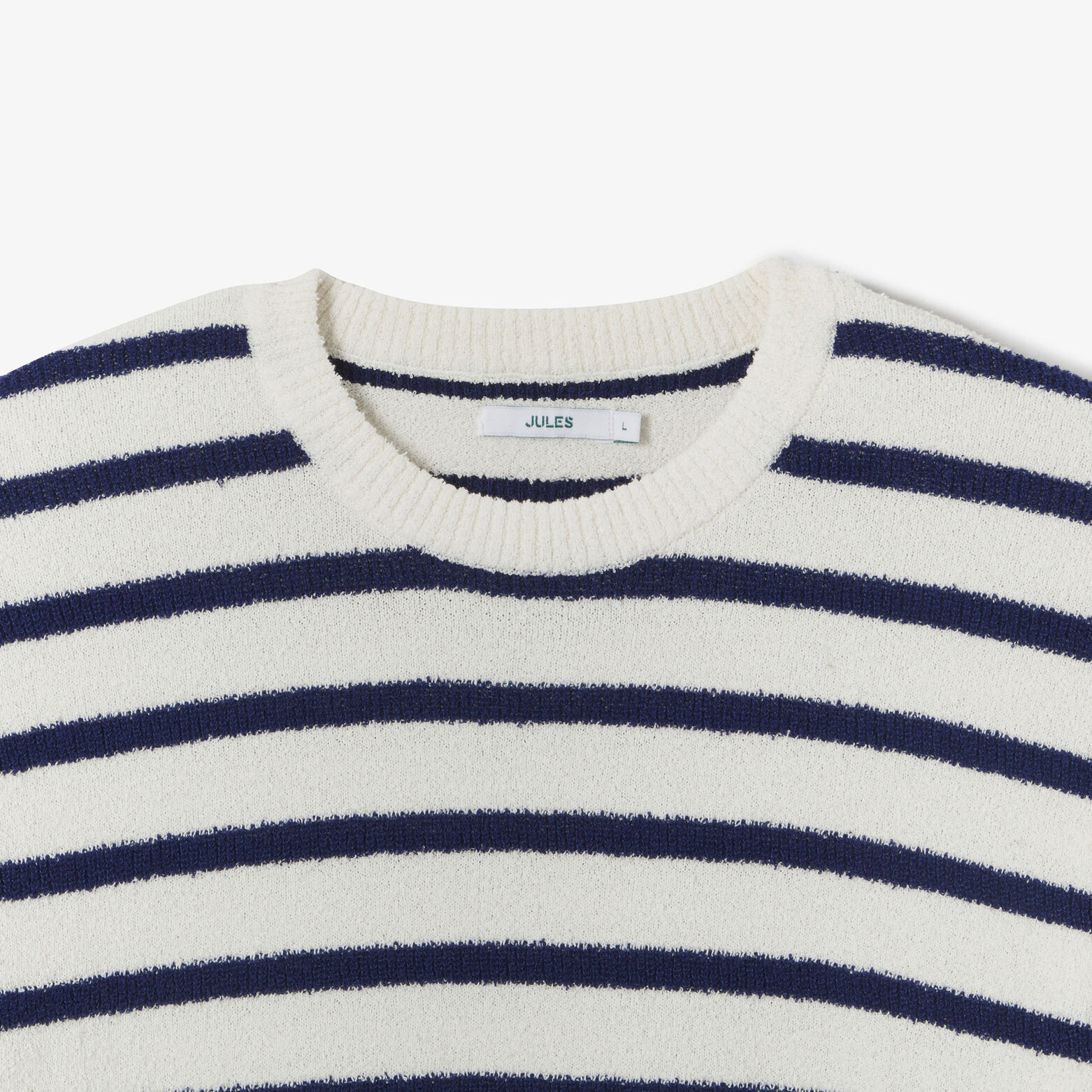 Gestreepte bouclé trui ronde hals