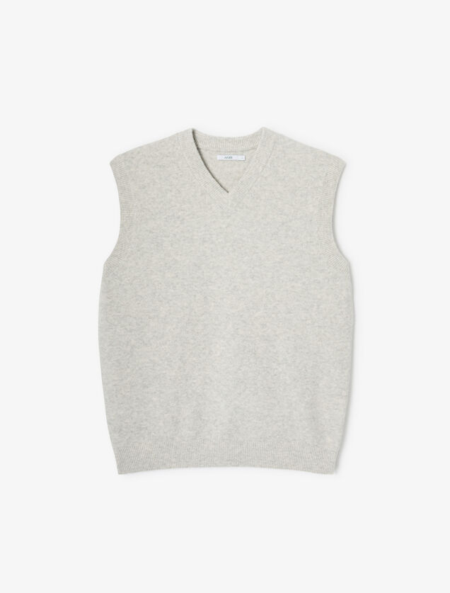 Pull col v sans manches