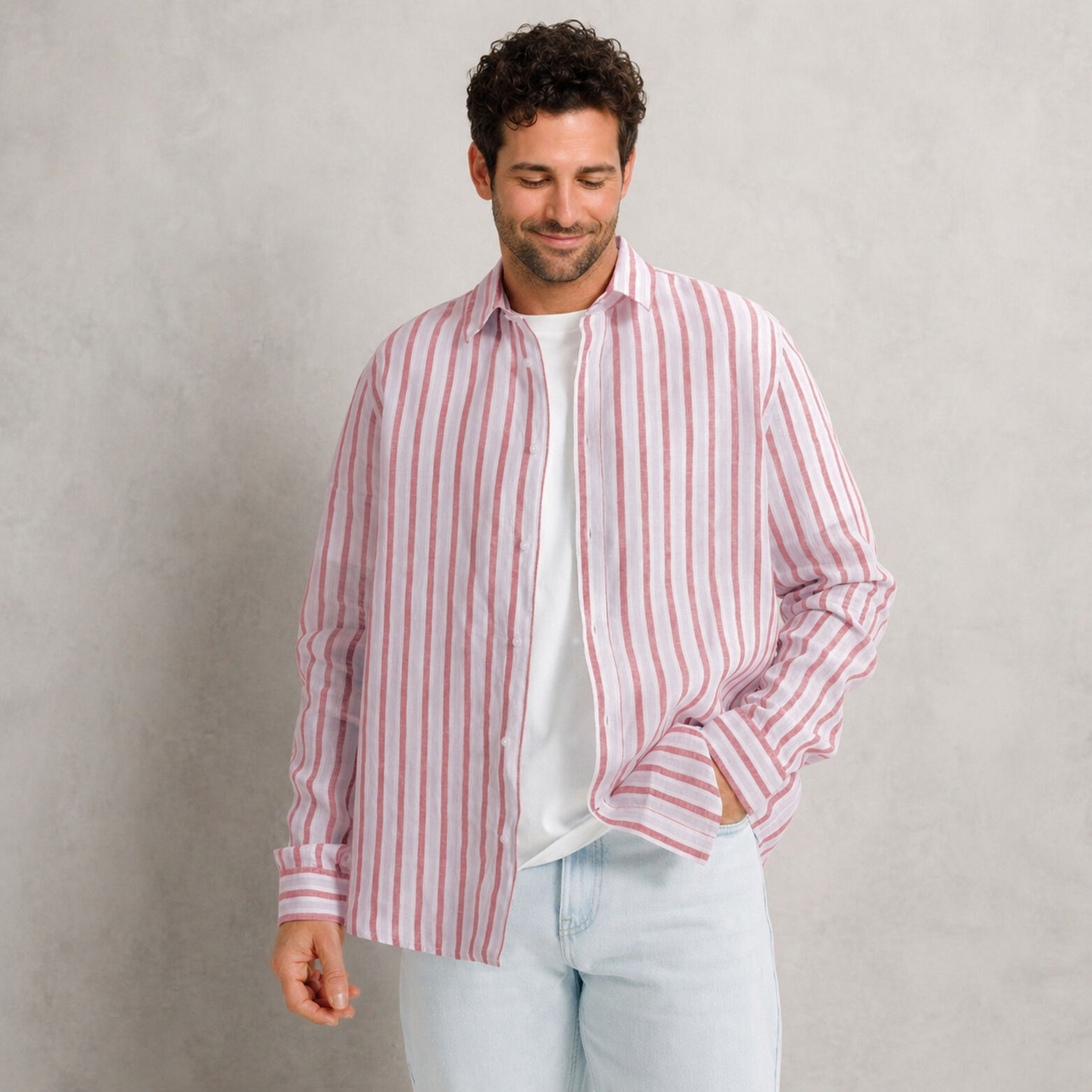 Chemise 100% lin ray&eacute;e