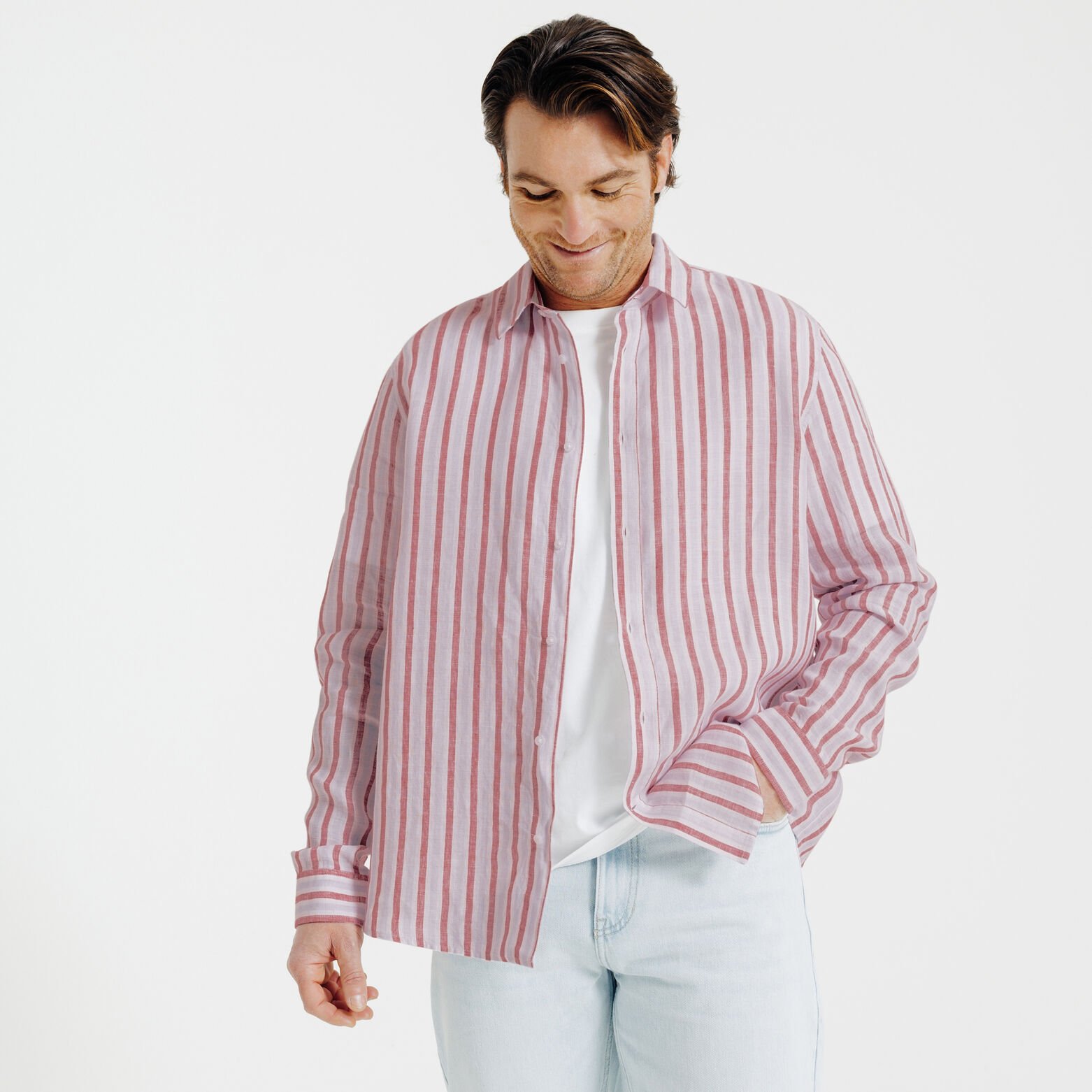 Gestreept hemd in linnen