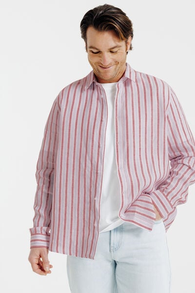 Chemise 100% lin ray&eacute;e