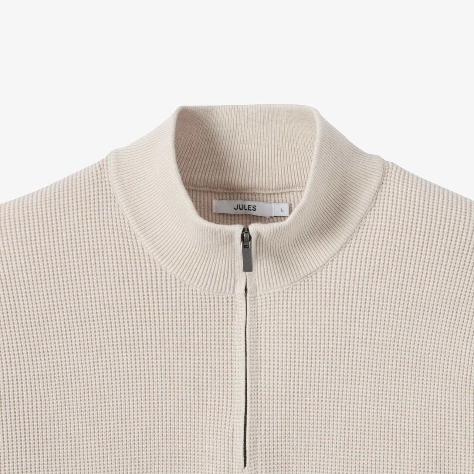 Pull col montant zipp&eacute; gaufr&eacute;