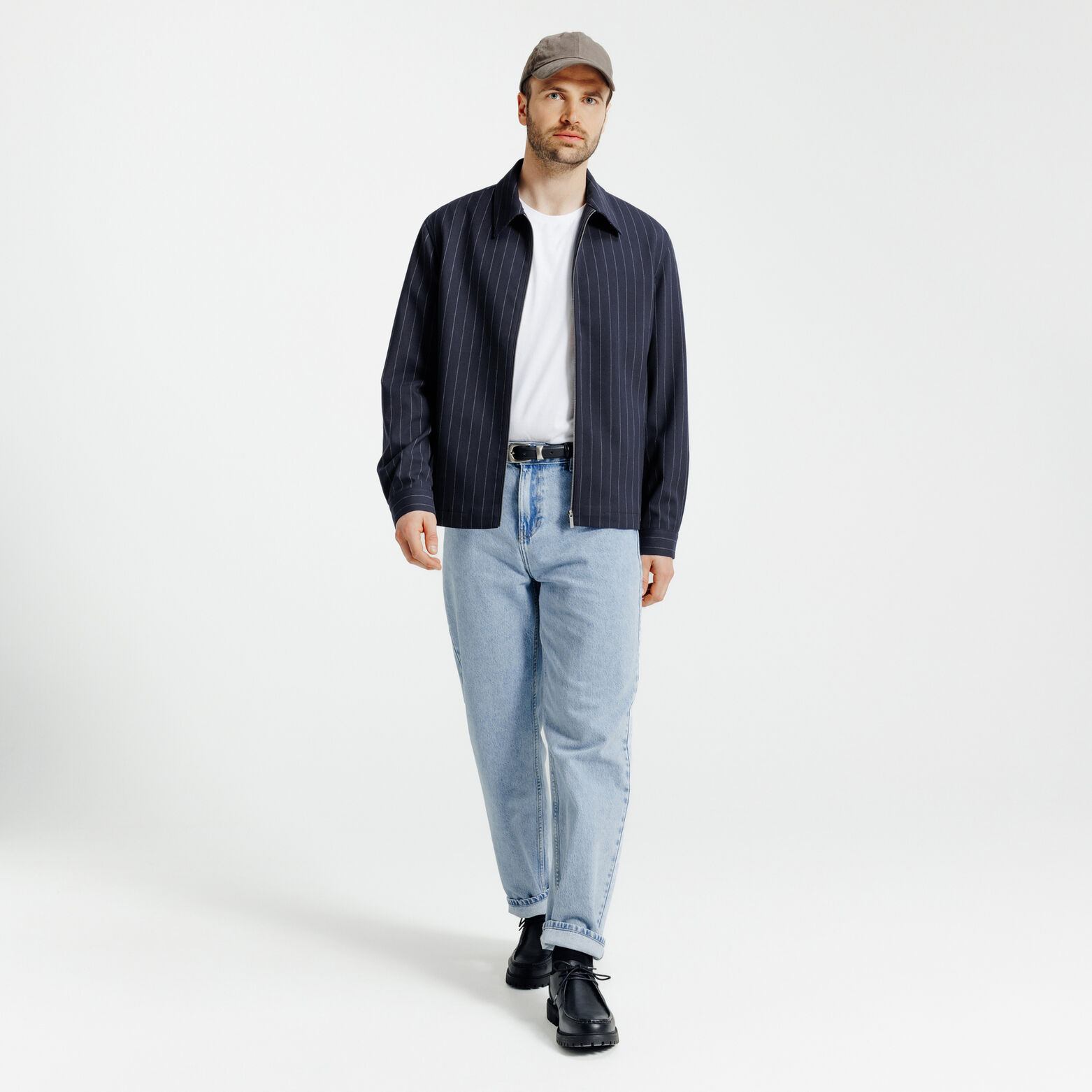 Veste col chemise zipp&eacute;e ray&eacute;e