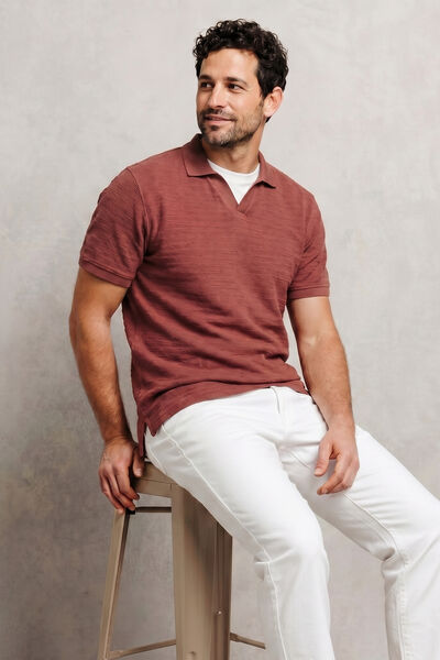 Polo korte mouwen met resortkraag in textuurstof