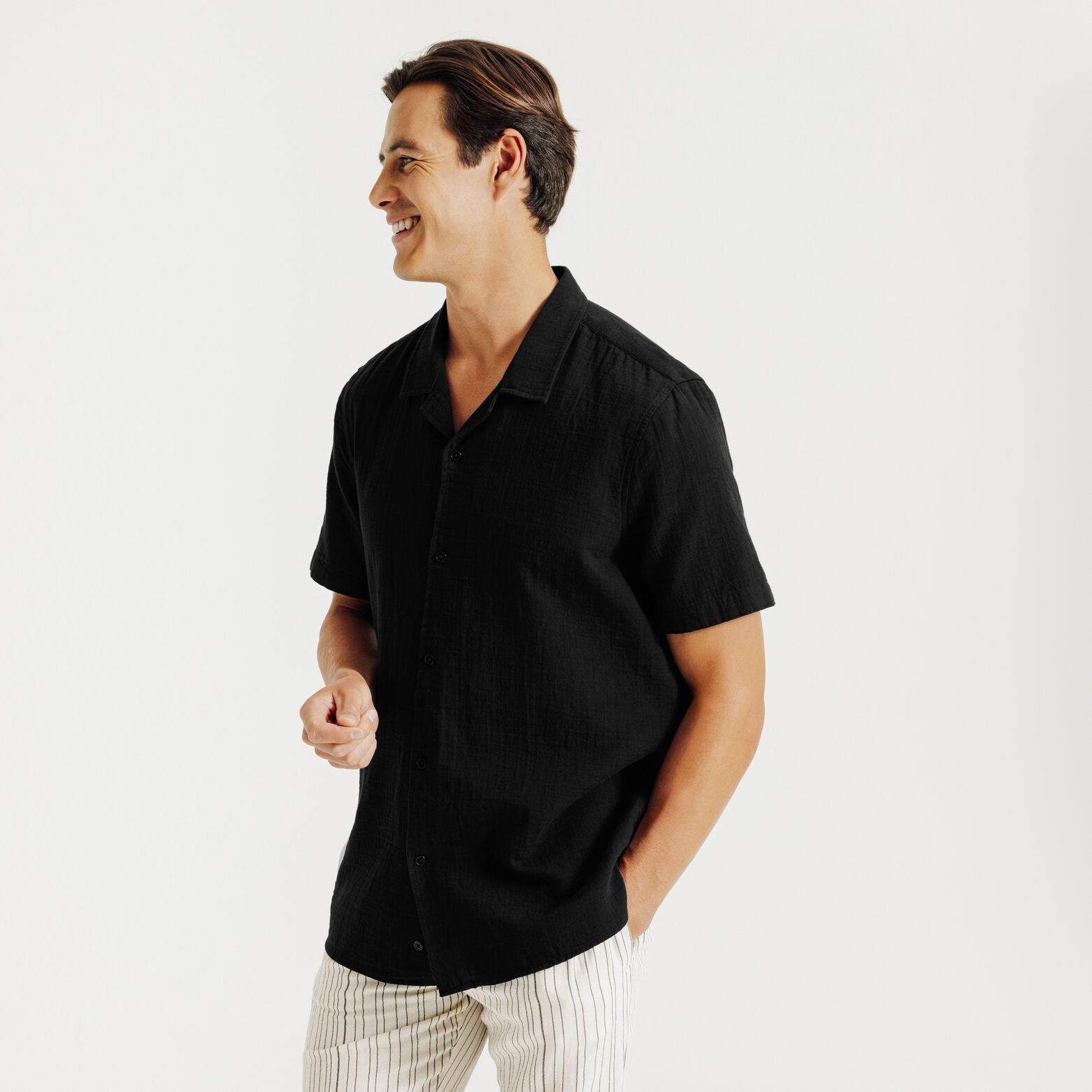 Chemisette en gaze de coton col requin