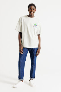 T-shirt in katoen met print voor- en achteraan