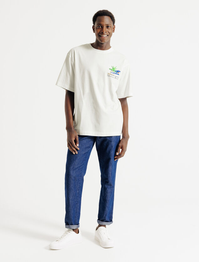 T-shirt in katoen met print voor- en achteraan