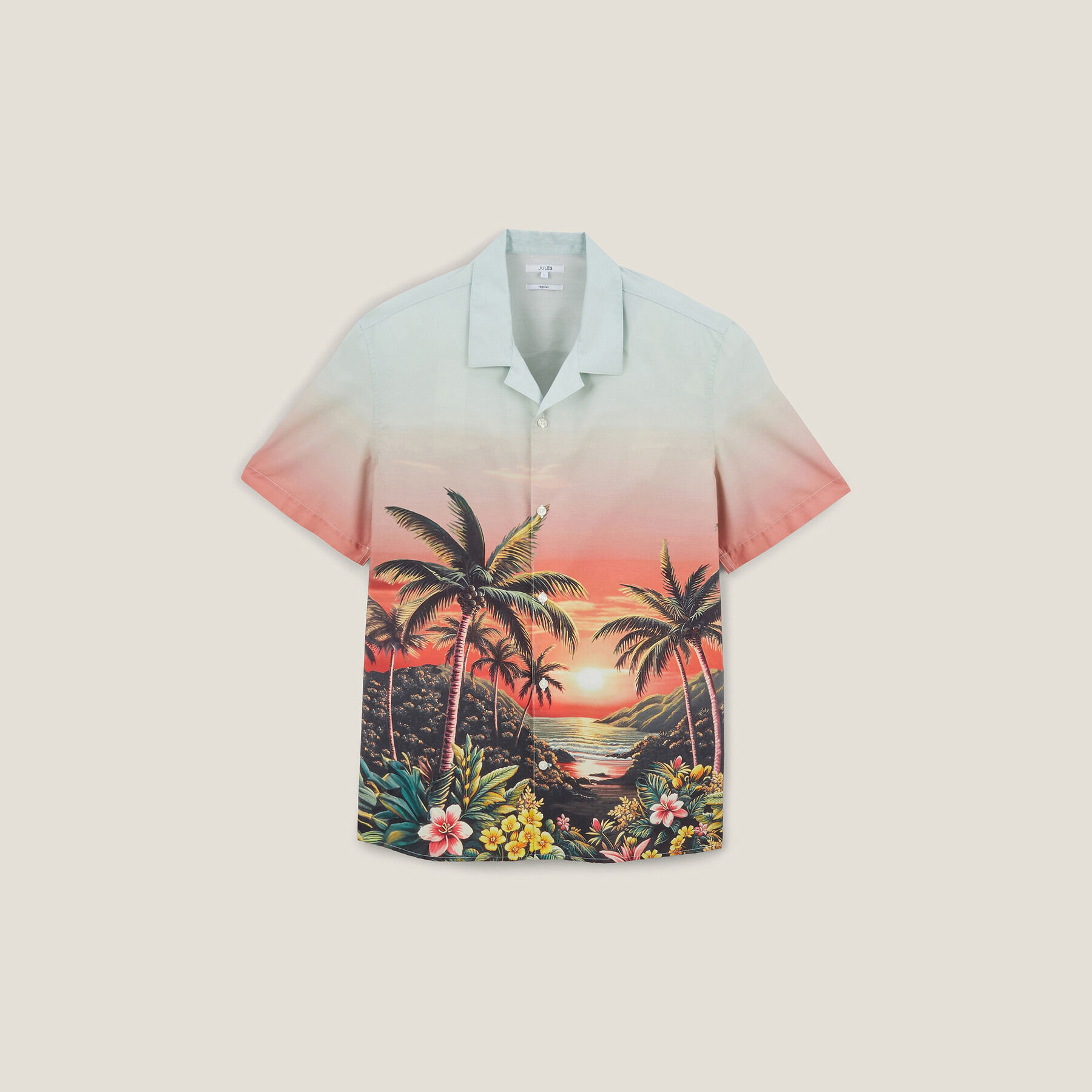 Chemisette en coton imprime hawaien Blanc Ecru Jules