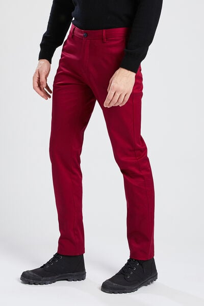 Pantalon chino slim #Simon mat en coton recyclé Rouge