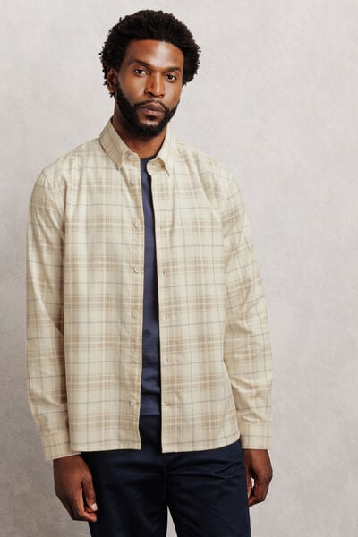 Chemise regular &agrave; carreaux en velours
