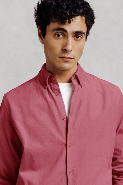 Chemise en velours c&ocirc;tel&eacute; unie 100% coton