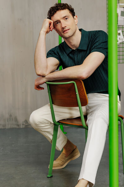 Polo korte mouwen in tricot met stekenpatroon