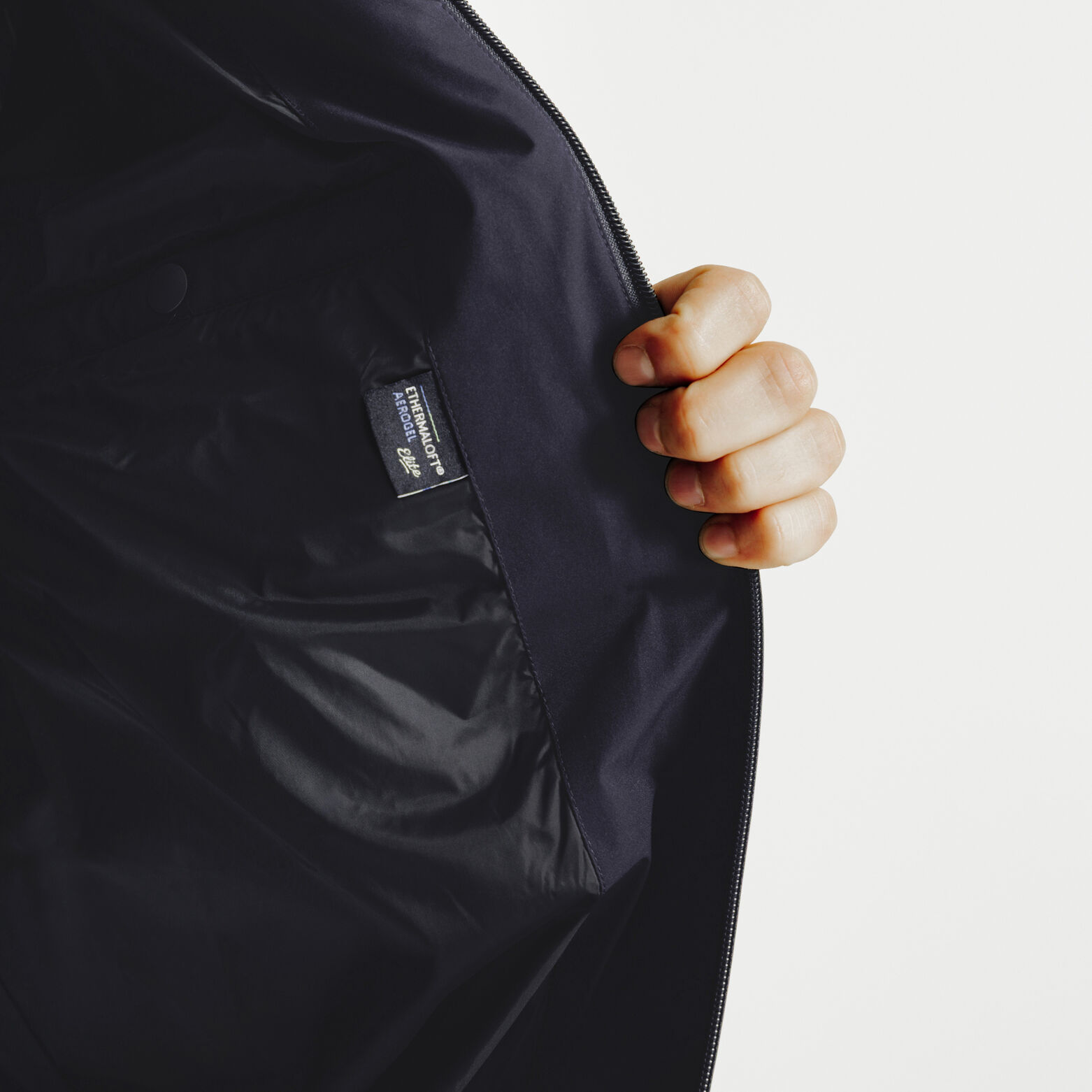 Gewatteerde donsjas met kap en rits