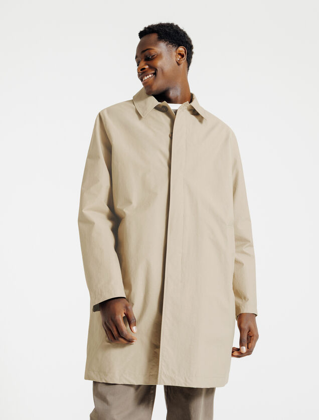 Lange trenchcoat hemdskraag, gevoerd