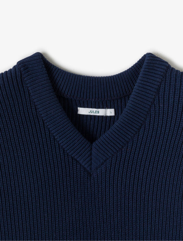 Pull col v sans manches