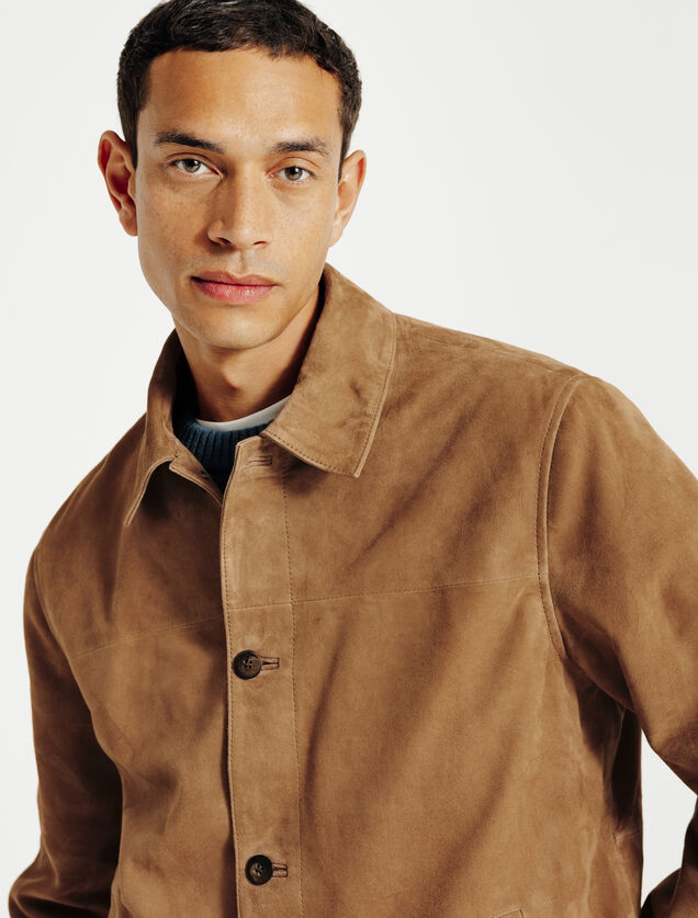 Leren jack met knopen