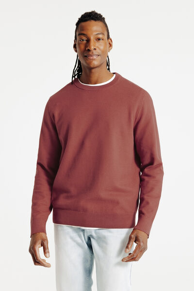 Pull col rond jeux de points fantaisie